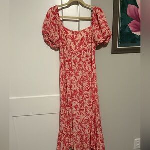 Floral Pink pattern Puff Sleeve Dress